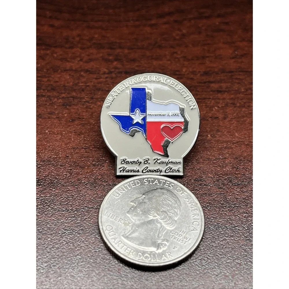 eSlate Inaugural Election 2002 Kaufman Harris County Clerk Texas‎ Lapel Hat Pin